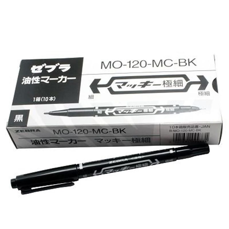 斑马(ZEBRA) MO-120-MC-BK-BM 小双头油性记号笔 黑色 10支/盒