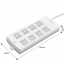 得力18248-03 单控八联拖线板插座 3米 白色