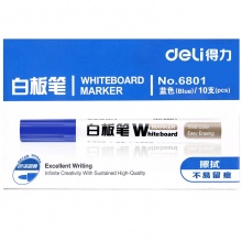 得力 6801 白板笔 2.0mm 蓝色 10支/盒