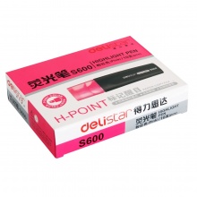 得力 S600 方头荧光笔 5.0mm 粉色 10支/盒